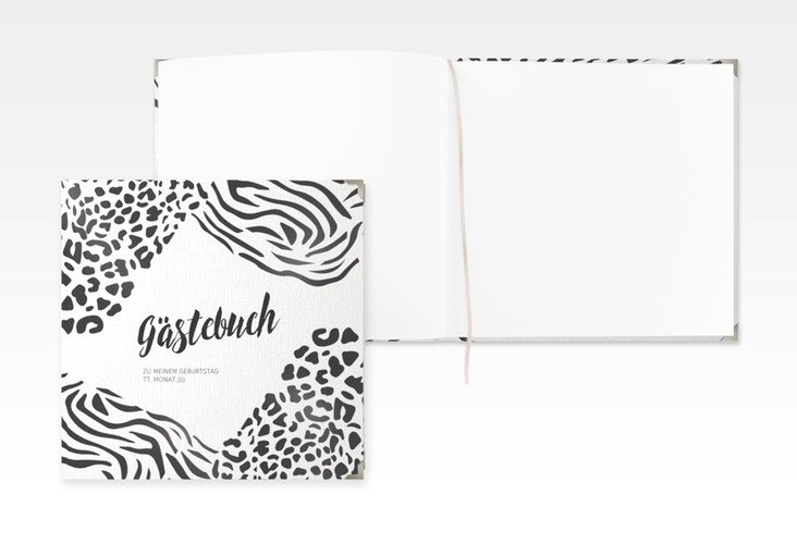 Gästebuch Selection Geburtstag Wild Leinen-Hardcover mit Zebra- und Leopardenmuster