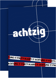 Klick: Details zu Einladung 80. Geburtstag "Feierort" anzeigen Einladung 80. Geburtstag Feierort A6 Karte hoch blau