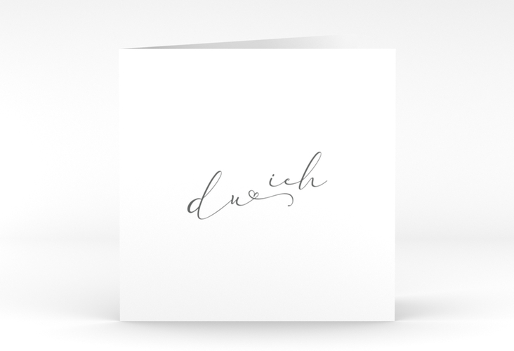 Hochzeitseinladung Zweisamkeit quadr. Klappkarte im minimalistischen Stil mit Aufschrift du & ich
