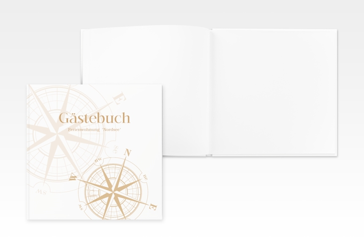 Gästebuch Creation Ferienwohnung Nordsee 20 x 20 cm, Hardcover beige mit Windrose