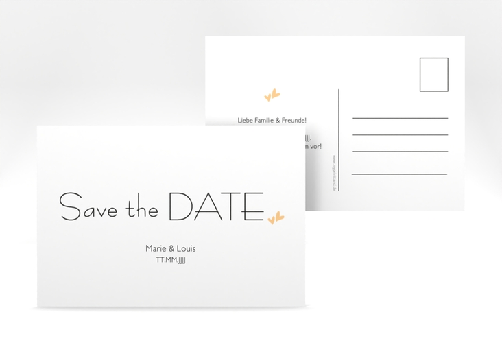 Save the Date-Postkarte Twohearts A6 Postkarte beige