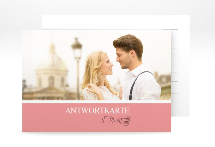 Antwortkarte Hochzeit "Balance" A6 Postkarte rosa