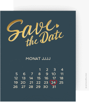 Klick: Details zu Save the Date-Kalenderblatt "Glam" anzeigen Save the Date-Kalenderblatt Glam Kalenderblatt-Karte blau