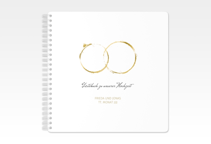 Gästebuch Hochzeit Trauringe Ringbindung minimalistisch gestaltet mit zwei Eheringen
