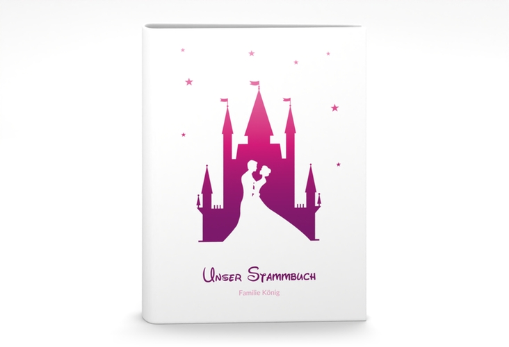 Stammbuch A5 Castle Stammbuch A5 pink mit Silhouette von Märchenschloss mit Prinz und Prinzessin