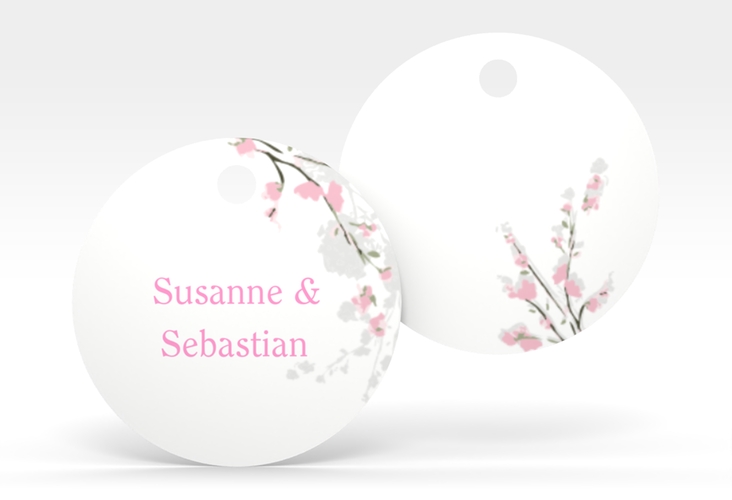 Geschenkanhänger Hochzeit Salerno Geschenkanhänger, rund rosa hochglanz