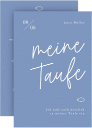 Klick: Details zu Taufeinladung "Tauffeier" anzeigen Taufeinladung Tauffeier A6 Karte hoch blau