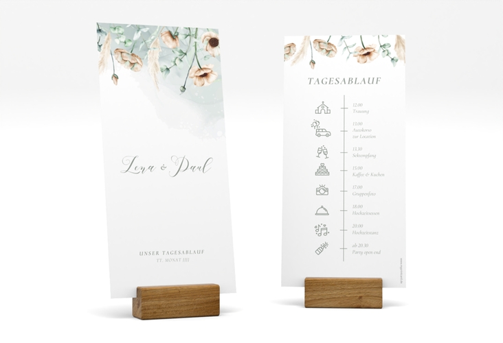 Tagesablauf Hochzeit Anemone lange Karte hoch
