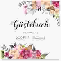 Gästebuch Creation "Flowers" 20 x 20 cm, Hardcover weiss mit Aquarell-Blumen