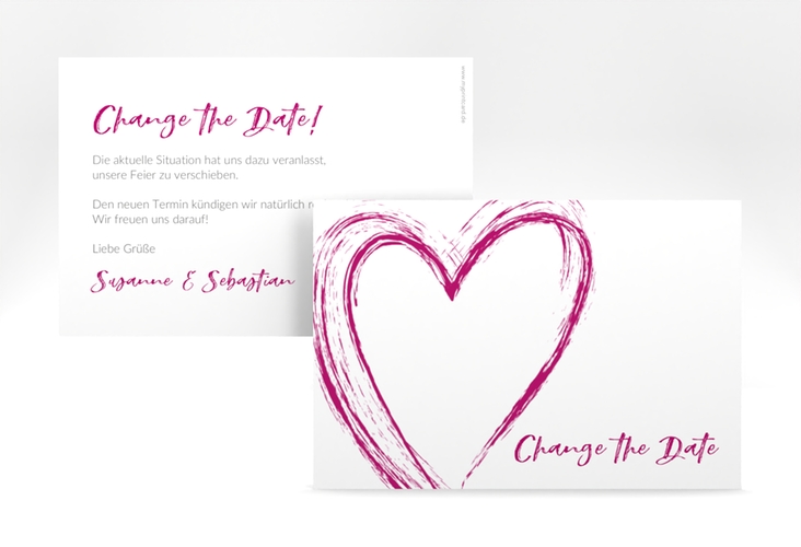 Change the Date-Karte Liebe A6 Karte quer pink hochglanz