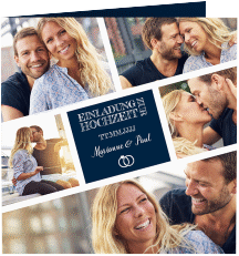 Klick: Details zu Hochzeitseinladung "Rise" anzeigen Hochzeitseinladung Rise quadr. Klappkarte blau