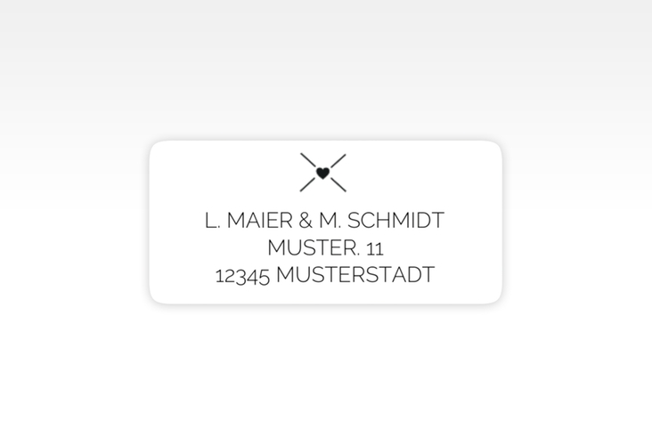 Absenderetikett Hochzeit Initials 45,7 x 21,2 mm schwarz mit Initialen im minimalistischen Design