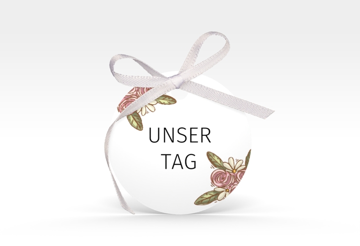 Geschenkanhänger Hochzeit Hochzeitsbulli Geschenkanhänger, rund weiss hochglanz