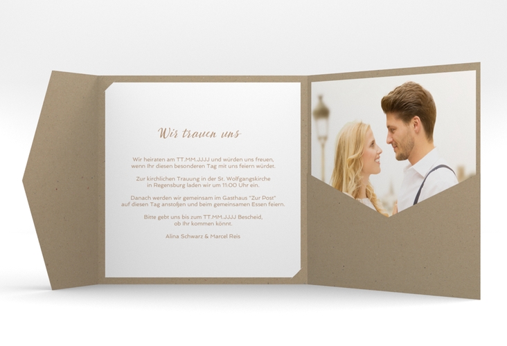 Hochzeitseinladung Glam Pocketfold beige