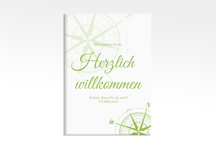 Willkommensschild Leinwand Windrose 50 x 70 cm Leinwand gruen