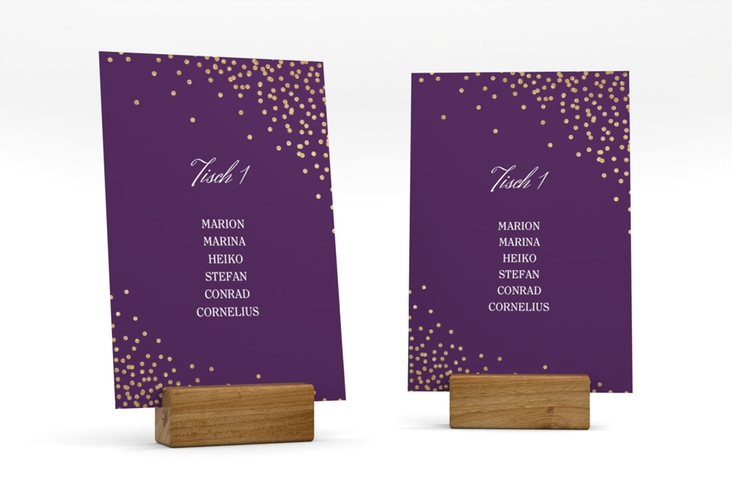 Tischaufsteller Hochzeit Glitter Tischaufsteller lila hochglanz