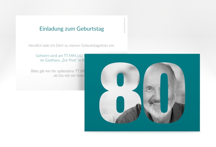 Einladung 80. Geburtstag Numbers A6 Karte quer hochglanz