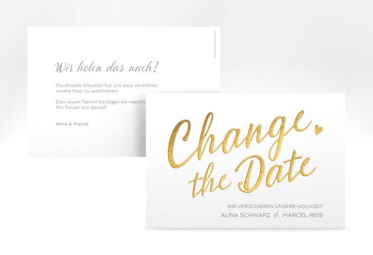 Change the Date-Karte Glam A6 Karte quer weiss hochglanz
