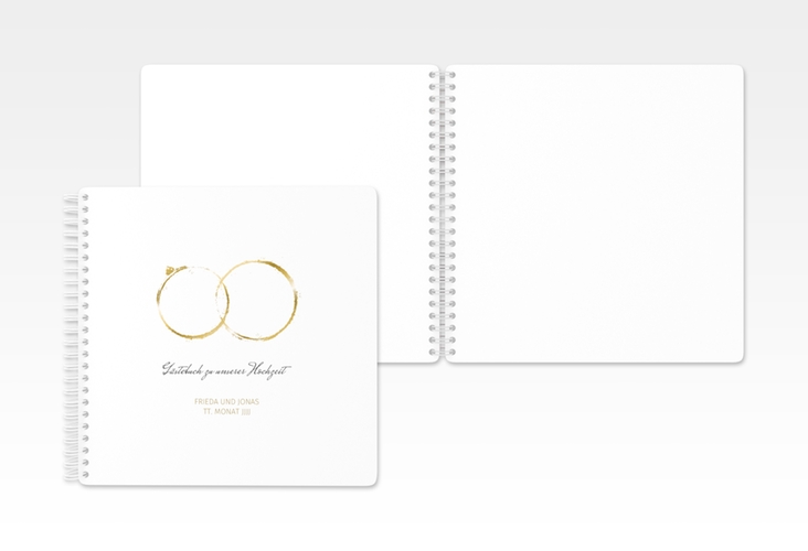 Gästebuch Hochzeit Trauringe Ringbindung gold minimalistisch gestaltet mit zwei Eheringen
