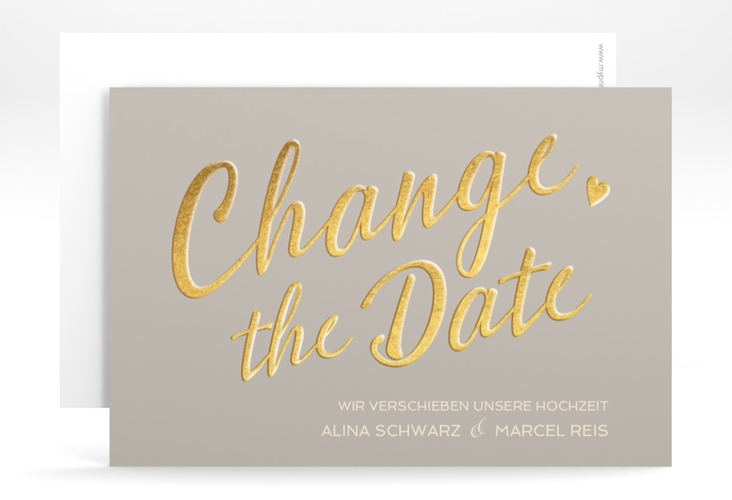 Change the Date-Karte Glam A6 Karte quer grau hochglanz