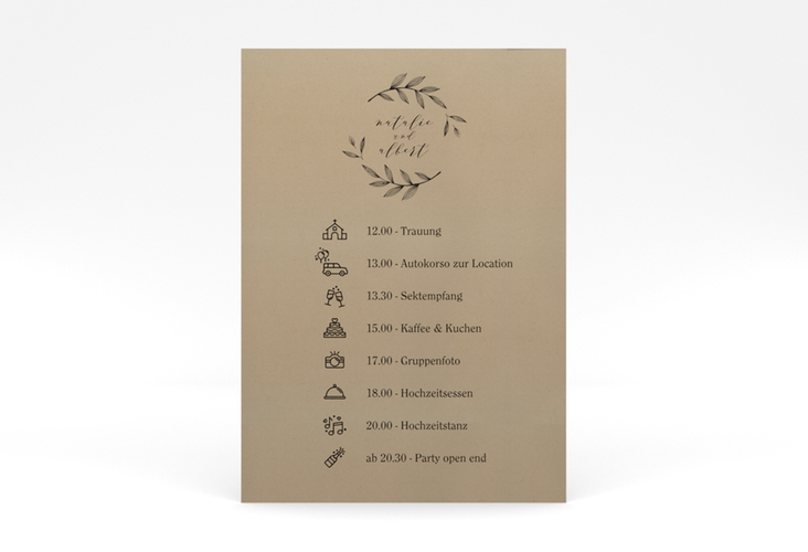 Tagesablauf Leinwand Hochzeit "Naturelove" 50 x 70 cm Poster schwarz