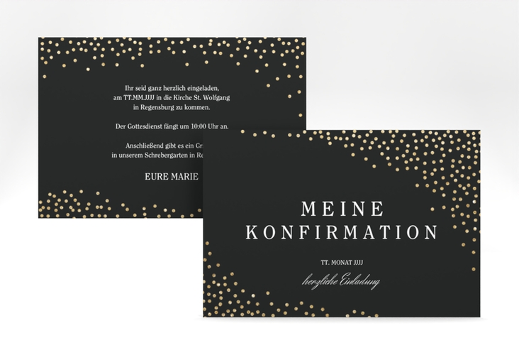 Einladung Konfirmation Glossy A6 Karte quer schwarz