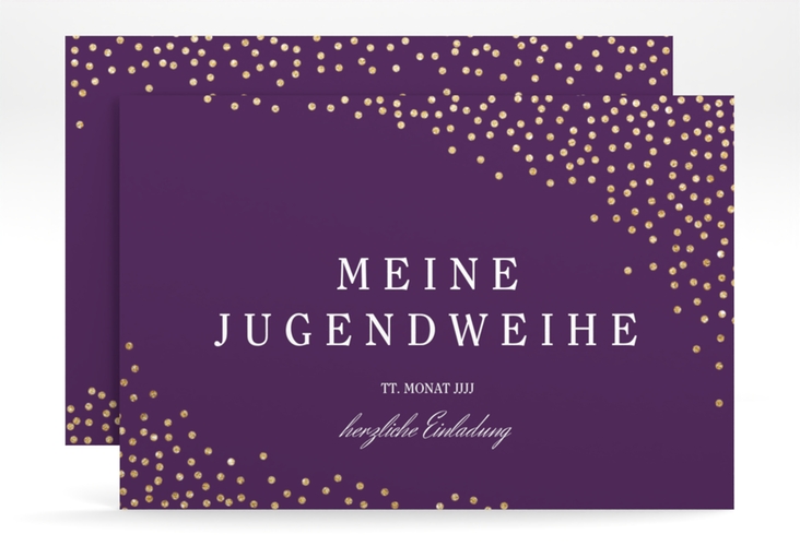Einladung Jugendweihe Glossa A6 Karte quer lila hochglanz