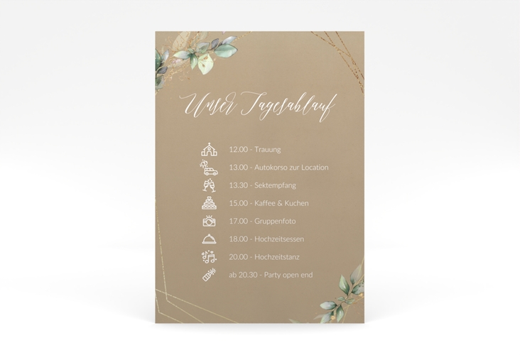 Tagesablauf Poster Hochzeit Greenish 50 x 70 cm Poster Kraftpapier