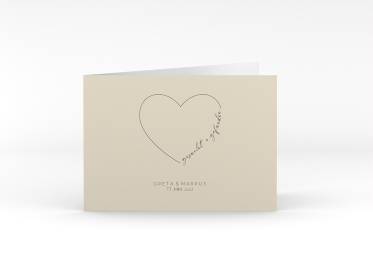 Hochzeitseinladung Lebenstraum A6 Klappkarte quer beige hochglanz