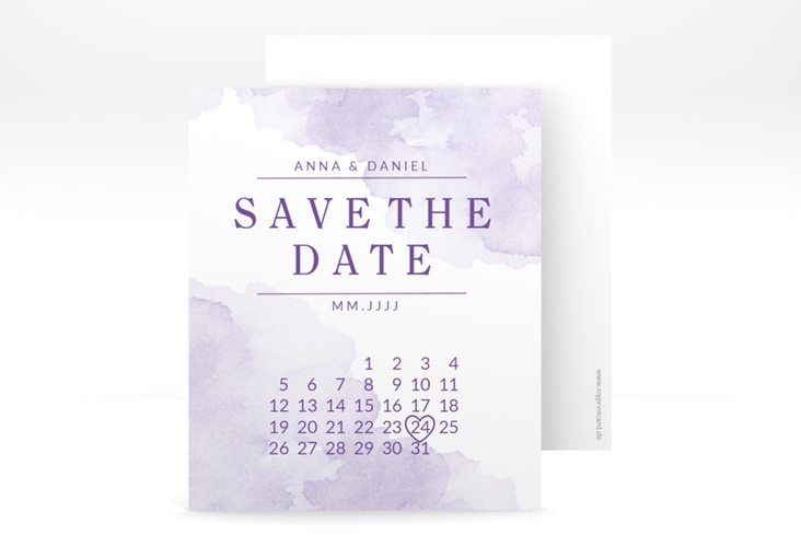 Save the Date-Kalenderblatt Blush Kalenderblatt-Karte lila