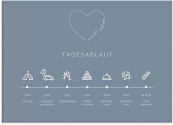 Klick: Details zu Tagesablauf Leinwand Hochzeit "Lebenstraum" anzeigen Tagesablauf Leinwand Hochzeit Lebenstraum 70 x 50 cm Leinwand blau