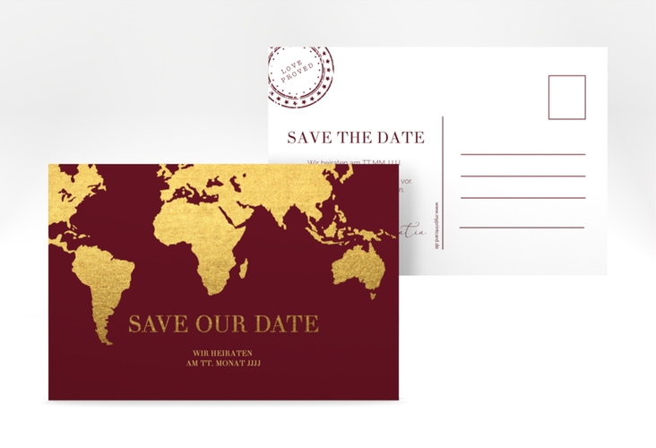 Save the Date-Postkarte Traumziel A6 Postkarte im Reisepass-Design