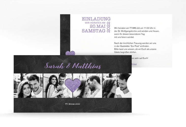 Hochzeitseinladung Sparkly Einsteckkarte lila