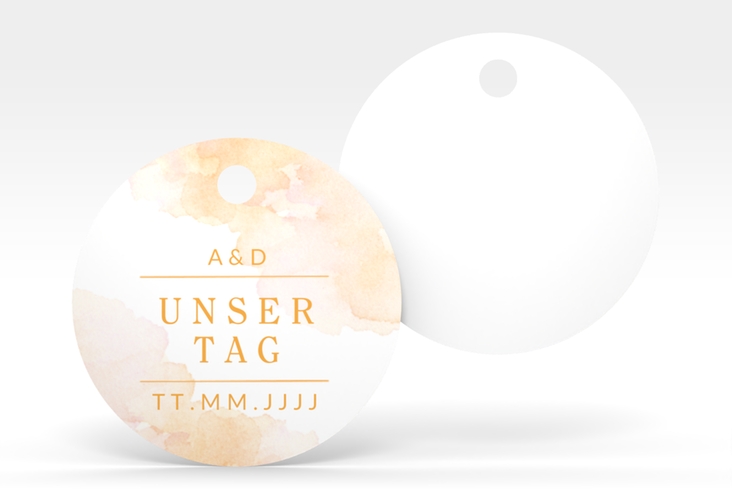 Geschenkanhänger Hochzeit Blush Geschenkanhänger, rund orange