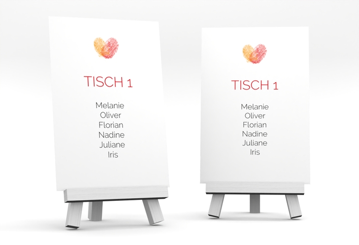 Tischaufsteller Hochzeit Fingerprint Tischaufsteller rot schlicht mit Fingerabdruck-Motiv