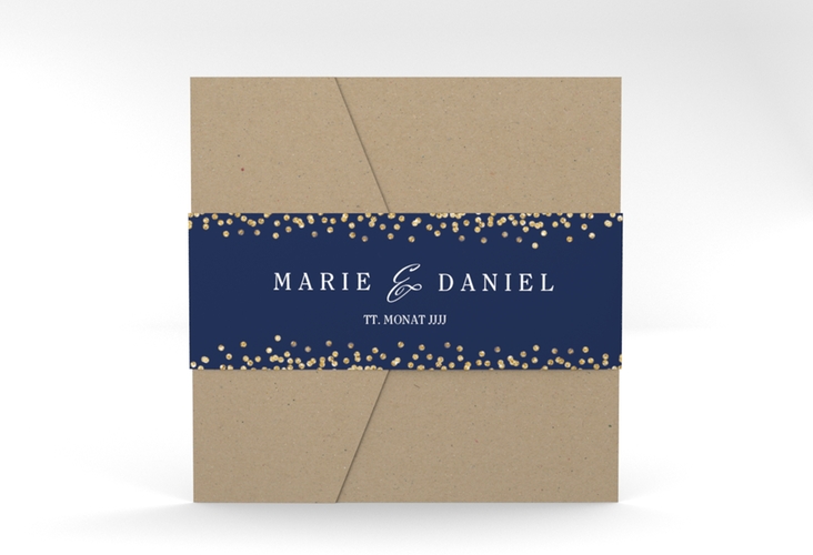 Hochzeitseinladung Glitter Pocketfold blau