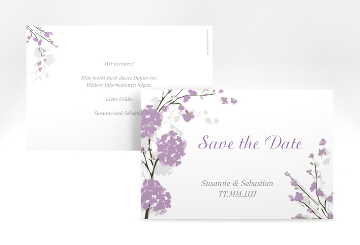 Save the Date-Karte Hochzeit Salerno A6 Karte quer flieder