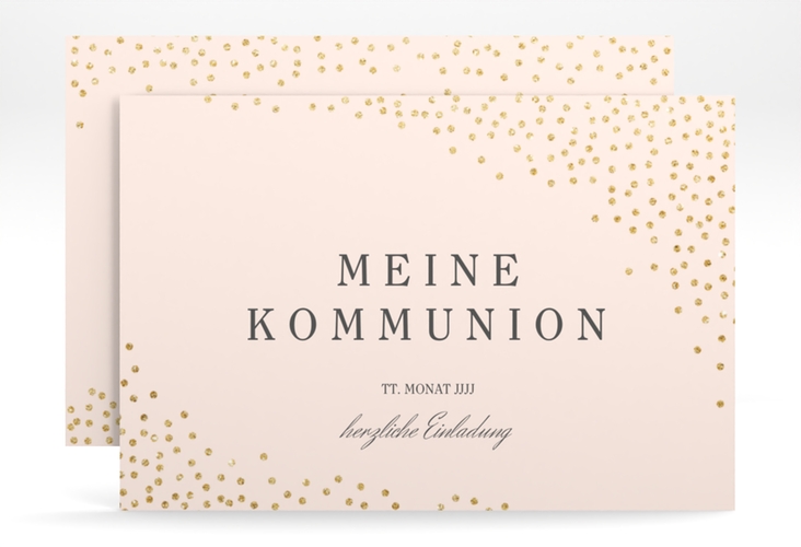 Einladung Kommunion Glanzvoll A6 Karte quer rosa
