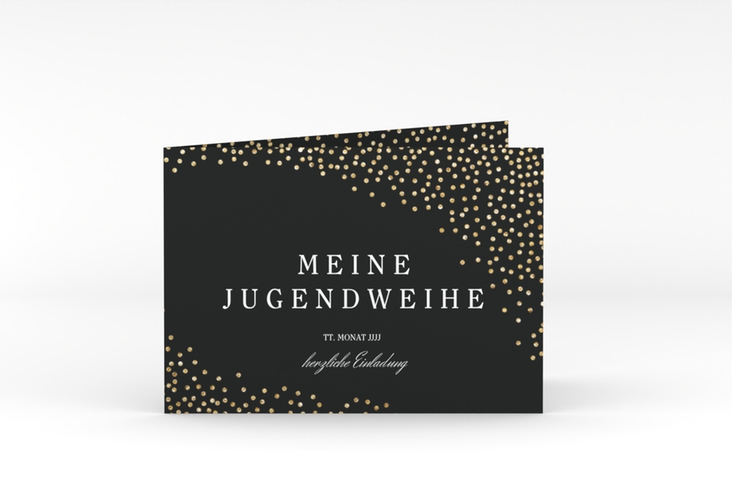 Einladung Jugendweihe Glossa A6 Klappkarte quer schwarz