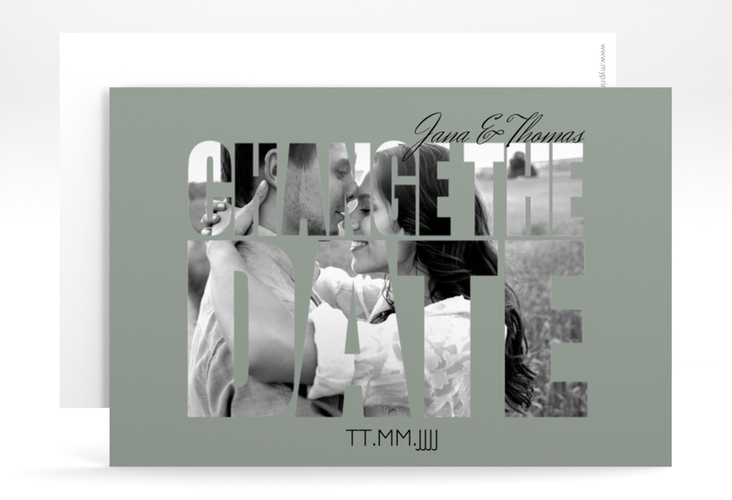 Change the Date-Karte Hochzeit Letters A6 Karte quer gruen