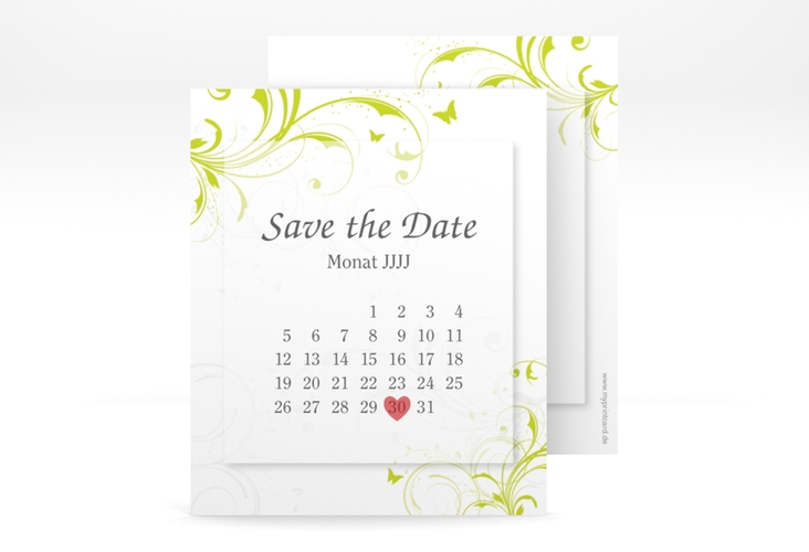Save the Date-Kalenderblatt Palma Kalenderblatt-Karte gruen hochglanz