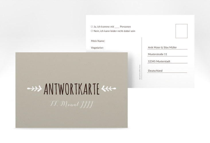 Antwortkarte Hochzeit Eden A6 Postkarte weiss hochglanz