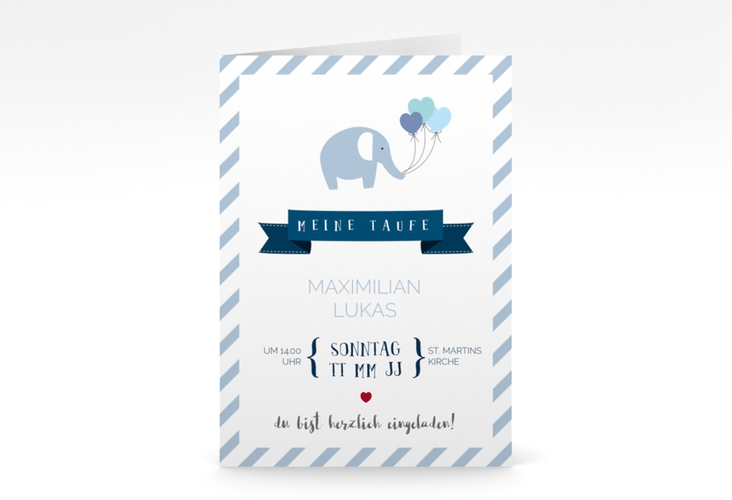 Einladungskarte Taufe Jumbo A6 Klappkarte hoch weiss