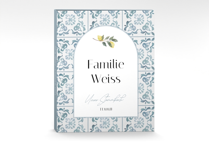 Stammbuch A4 Azulejo Stammbuch A4 mit mediterranem Azulejo-Muster und Zitronen