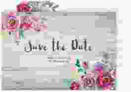 Save the Date-Postkarte Flourish A6 Postkarte weiss mit floraler Bauernmalerei auf Holz