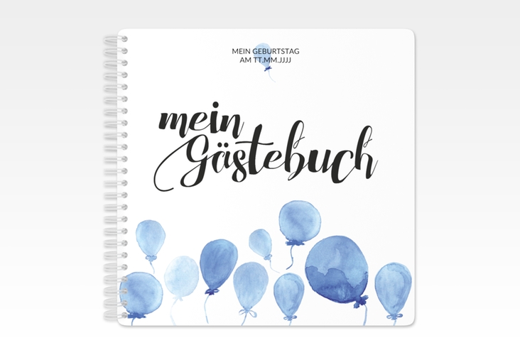 Gästebuch Geburtstag Ballon Ringbindung blau