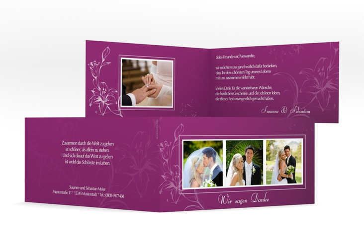 Dankeskarte Hochzeit Lille lange Klappkarte quer
