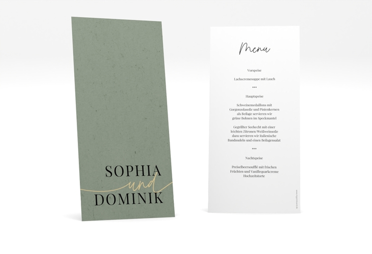 Menükarte Hochzeit Easy lange Karte hoch hochglanz im modernen minimalistischen Design