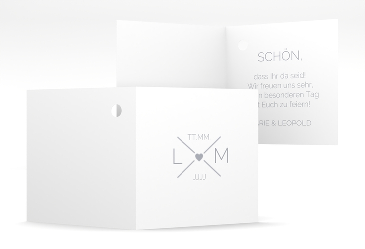 Geschenkanhänger Hochzeit Initials Geschenkanhänger 10er Set grau hochglanz mit Initialen im minimalistischen Design