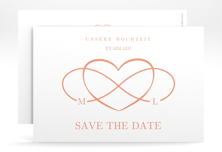 Save the Date-Karte Infinity A6 Karte quer apricot hochglanz